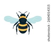 Minimalist Honey Bee Vector Illustration - Stylized Black and Yellow Bumblebee Design