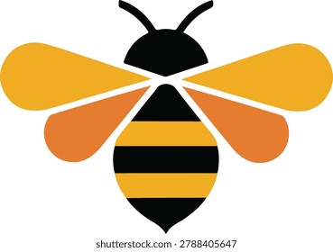 Minimalist honey bee vector illustration isolated on a white background.