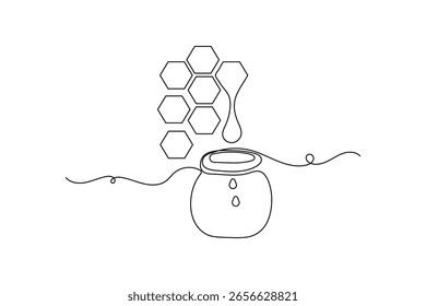 Minimalist honey drip continuous line art vector illustration