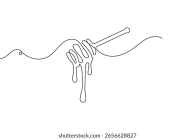 Ilustração de vetor de arte de linha contínua gotejamento de mel minimalista