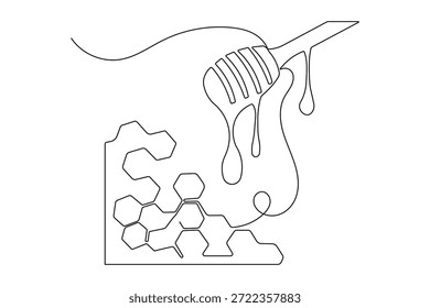Minimalista miel atrapando línea continua de dibujo de estilo simple señuelo de contorno