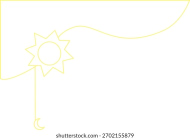 Minimalist horizontal background with abstract sun and flowing curve line.