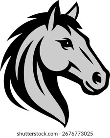 Minimalist horse head vector graphics