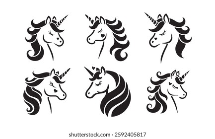  Minimalist horse head vector logo set