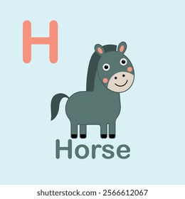 Minimalist Horse Illustration for Kids Alphabet