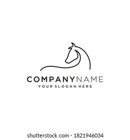 Minimalist horse line art logo design  vector icon template