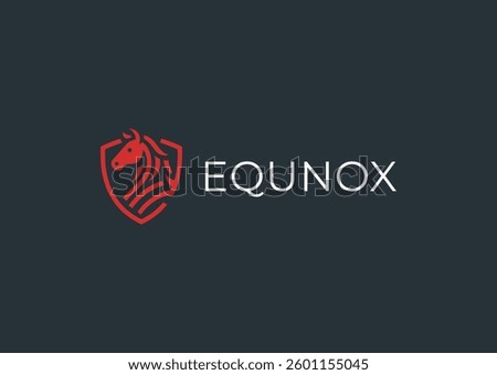Minimalist Horse and Shield Logo – A bold and elegant horse integrated with a shield, symbolizing power, courage, and defense.