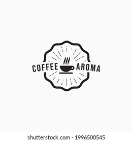 Diseño de logotipo de ilustración de vector de taza de café caliente minimalista. Simple concepto de emblema de una cafetería.