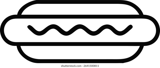 Minimalist Hot Dog Icon with Mustard Topping
