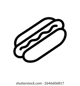 Minimalist hot dog with wavy topping. Icon Symbol Illustration