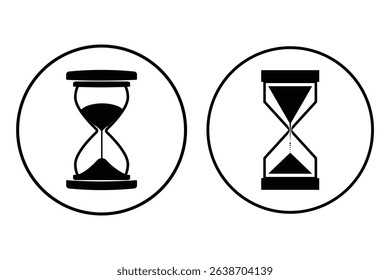 Minimalist hourglass icon symbolizing time management. Hourglass sand clock isolated vector illustration.