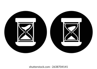 Minimalist hourglass icon symbolizing time management. Hourglass sand clock isolated vector illustration.