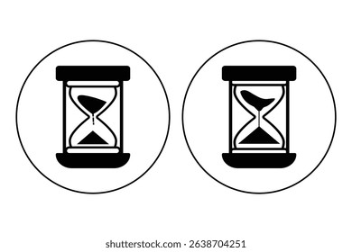 Minimalist hourglass icon symbolizing time management. Hourglass sand clock isolated vector illustration.
