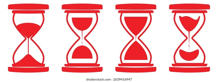 Minimalist hourglass icon symbolizing time management. Hourglass sand clock isolated vector illustration.