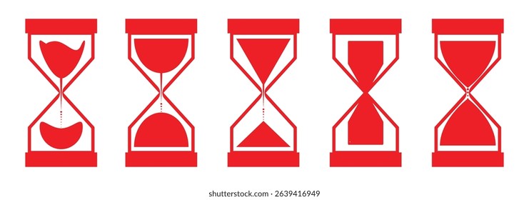Minimalist hourglass icon symbolizing time management. Hourglass sand clock isolated vector illustration.