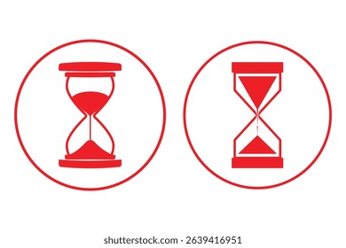 Minimalist hourglass icon symbolizing time management. Hourglass sand clock isolated vector illustration.