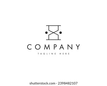 Minimalist hourglass line logo design