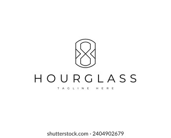 Minimalist hourglass line logo design