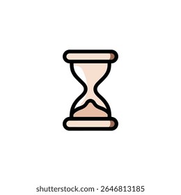 Minimalist hourglass measures passing time on white background