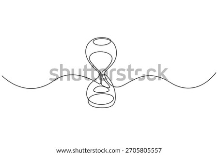 Minimalist hourglass sand timer continuous one line illustration.Elegant hourglass symbol continuous line artwork on white background.Sand timer hourglass continuous single line minimalist contour.