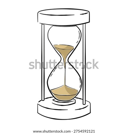 Minimalist hourglass sand timer hand drawn time illustration