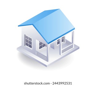 Minimalist house 3d flat isometric illustration