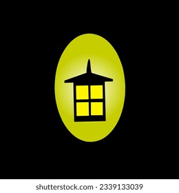 Minimalist house, apartment, house lights on