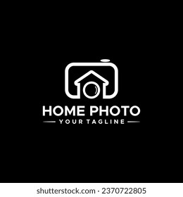 Minimalist house camera logo design photography real estate abstract icon