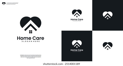 Modelo de logotipo minimalista da casa de cuidado, Inspiração do projeto do logotipo da casa médica.