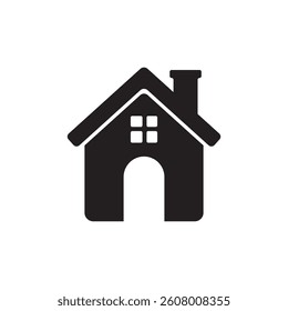 Minimalist house icon in black, perfect for real estate, homepages, websites, mobile apps, and architecture projects. Clean and modern style suitable for various design needs.
