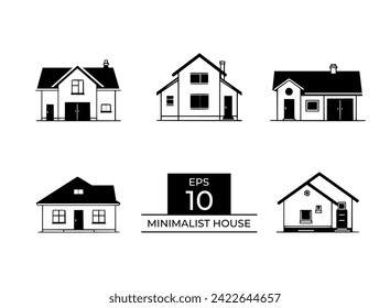 minimalist house icon set - falt design