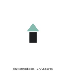 Minimalist house icon with simple design and geometric shapes in illustration