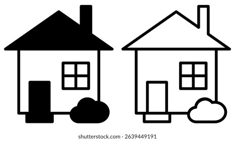 minimalist house icon, simple flat style, vector illustration symbol sign logo template pictogram, for ui or ux isolated on white for mobile app, editable