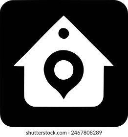 Minimalist House Location Icon Simplistic Search Representation.