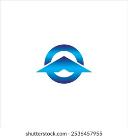 Das minimalistische Hauslogo ist kreisförmig in Farbverlauf-Blau und auf weißem Hintergrund