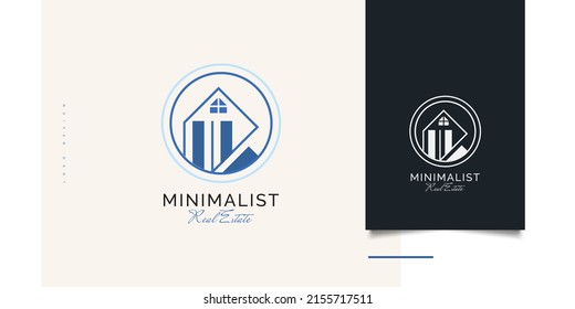 Minimalist House Logo Design with Line Style. Simple and Minimal Real Estate Business Logo