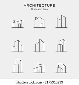 minimalist house logo set with simple continuous line style. green house. pet shop logo design