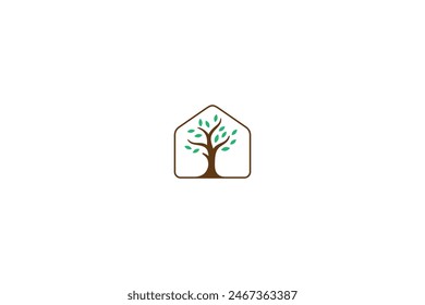 Minimalist house logo with shady trees