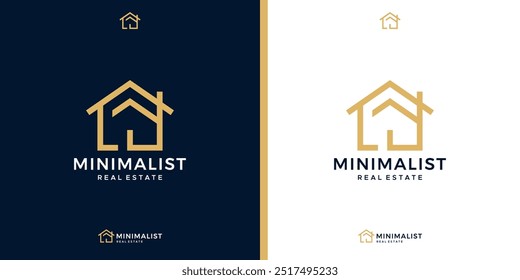 Vetor de logotipo de casa minimalista. Modelo de design de ícone de linha inicial abstrata