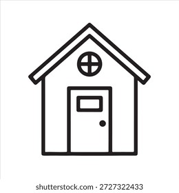 Icono de Vector de casa minimalista con techo a dos aguas e ilustración de arte de línea de buzón