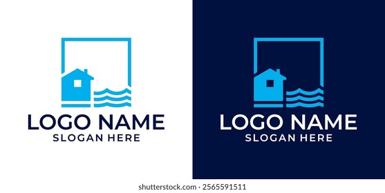 Minimalist house wave vector logo. Suitable for real estate agents, travel agents, resorts and vacations.