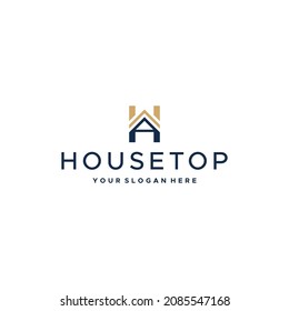 minimalist HOUSETOP building apartment logo design