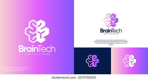 minimalist human brain, with abstract technology concept, vector graphic design.