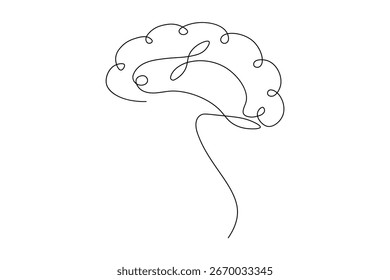 Minimalista cérebro humano contínuo uma linha desenho isolado no fundo branco, vetor abstrato ilustração