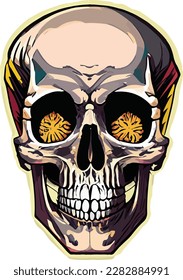Minimalist Human Skull realistic vector illustration