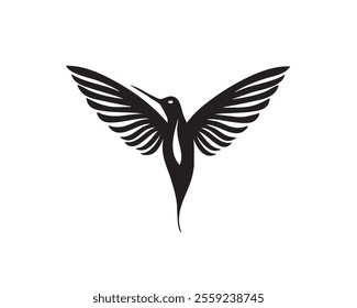 Minimalist Hummingbird Icon - Bird, Nature, and Freedom Symbol in Line Art