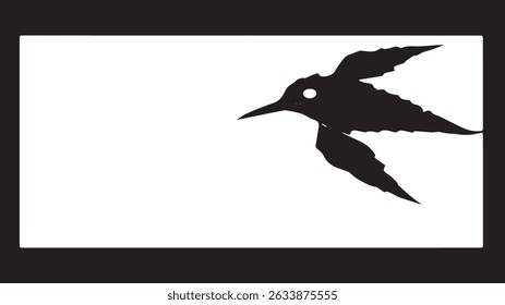 Minimalist Hummingbird Silhouette with Abstract Design grunge texture background, overlay rough textured on white space luxury background – Monochrome Vector Art Background.