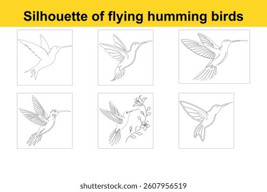 Minimalist Hummingbird Silhouette Line Art