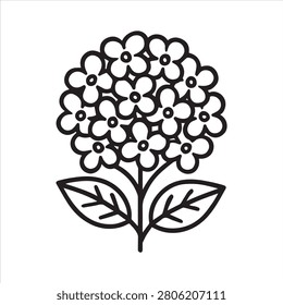 Minimalist hydrangea icon vector design