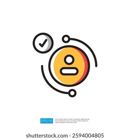 Minimalist Icon For Approved User Profile With Circular Motif And Checkmark Symbol Graphic Design Element Design